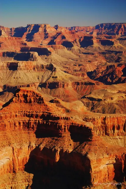 Layered red and orange cliffs of the Grand Canyon
