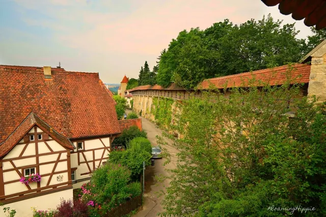 A garden path running beside the old town wall